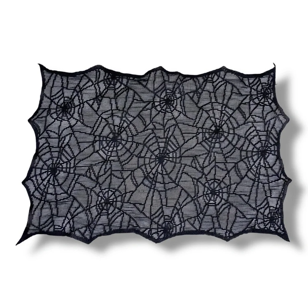 Set Of 2 Spiderweb Black Napkins Halloween Goth Home Decor Kitchen Dining Party